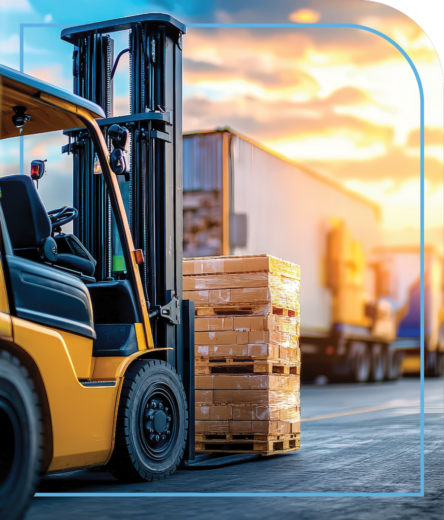 forklift loading a semi-truck | Commercial Equipment Financing