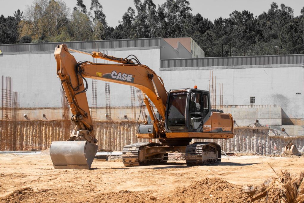 Excavator working at a construction site